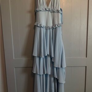 Elegant Light Blue Ruffled Dress